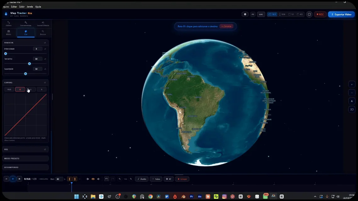 Painel de correção de cor do Map Tracker Pro